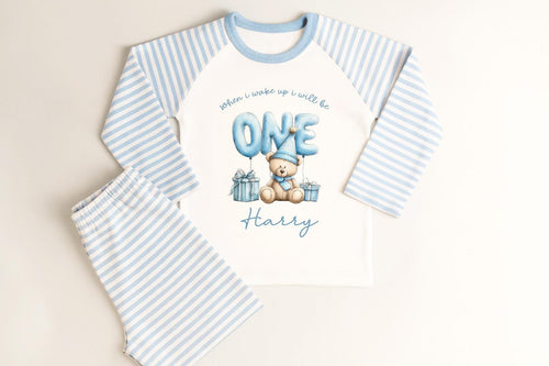 Bear First Birthday Pyjamas Teddy Bear Custom Birthday Pjs First Birthday Boy Sleepsuit One Year Old Bear Birthday Babygro Beary 1st Party
