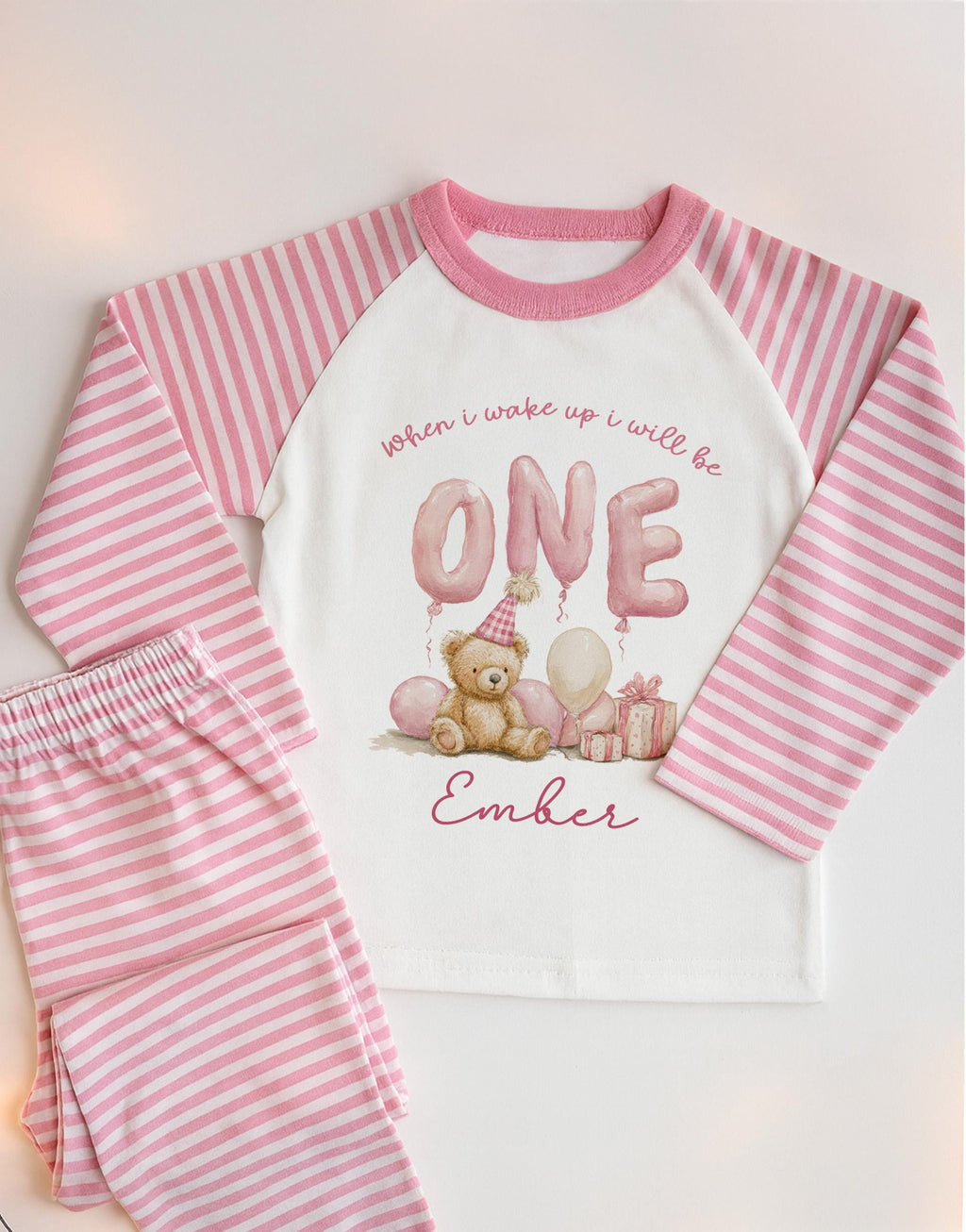 Bear First Birthday Pyjamas Teddy Bear Custom Birthday Pjs First Birthday Boy Sleepsuit One Year Old Bear Birthday Babygro Beary 1st Party