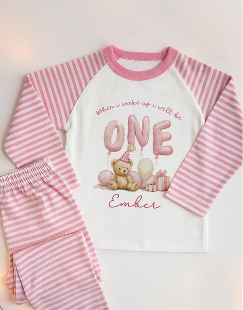 Bear First Birthday Pyjamas Teddy Bear Custom Birthday Pjs First Birthday Boy Sleepsuit One Year Old Bear Birthday Babygro Beary 1st Party