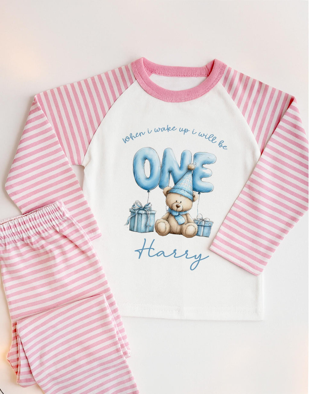Bear First Birthday Pyjamas Teddy Bear Custom Birthday Pjs First Birthday Boy Sleepsuit One Year Old Bear Birthday Babygro Beary 1st Party