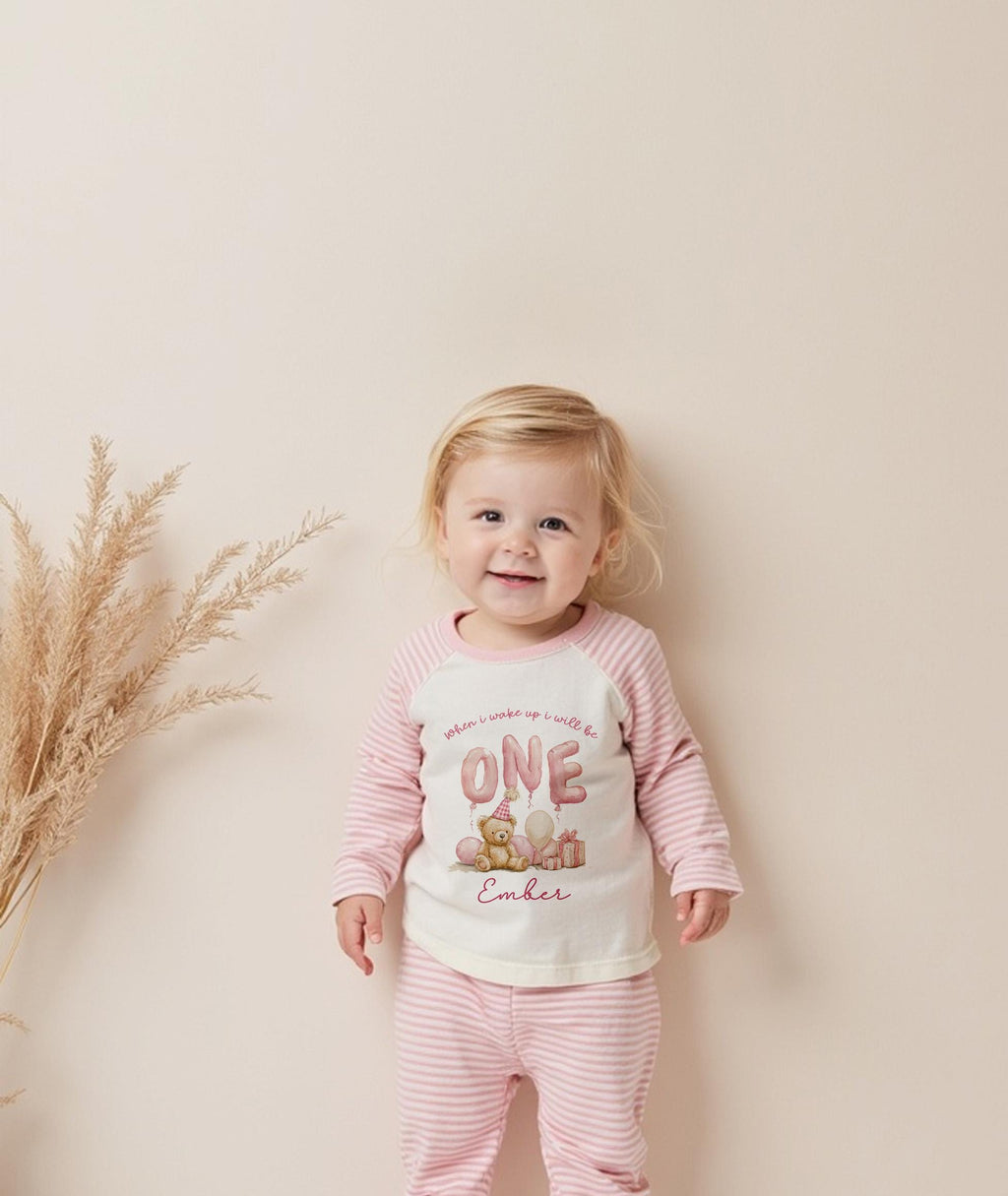 Bear First Birthday Pyjamas Teddy Bear Custom Birthday Pjs First Birthday Boy Sleepsuit One Year Old Bear Birthday Babygro Beary 1st Party