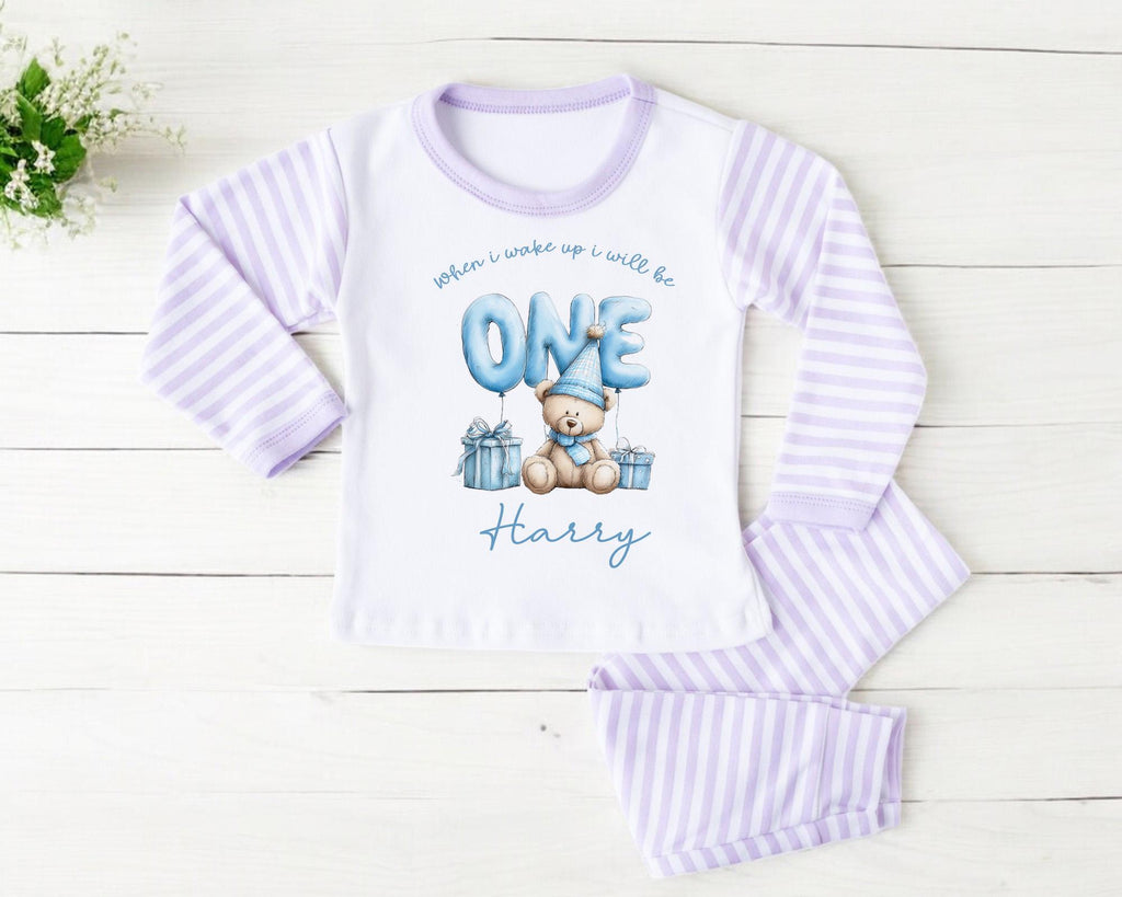Bear First Birthday Pyjamas Teddy Bear Custom Birthday Pjs First Birthday Boy Sleepsuit One Year Old Bear Birthday Babygro Beary 1st Party