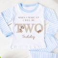 Bear Second Birthday Pyjamas Teddy Bear Custom Birthday Pjs 2nd Birthday Boy Sleepsuit Two Year Old Bear Birthday Babygro Beary 2nd Party
