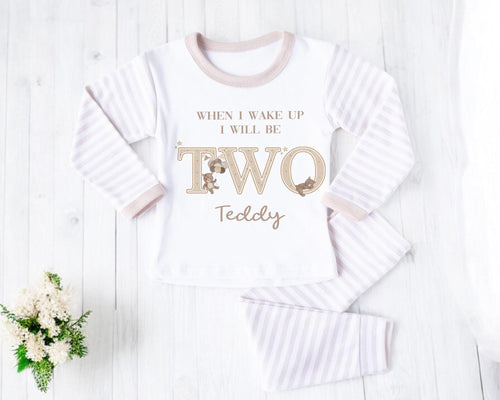 Bear Second Birthday Pyjamas Teddy Bear Custom Birthday Pjs 2nd Birthday Boy Sleepsuit Two Year Old Bear Birthday Babygro Beary 2nd Party