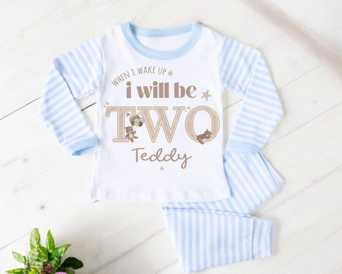 Bear Second Birthday Pyjamas Teddy Bear Custom Birthday Pjs 2nd Birthday Boy Sleepsuit Two Year Old Bear Birthday Babygro Beary 2nd Party
