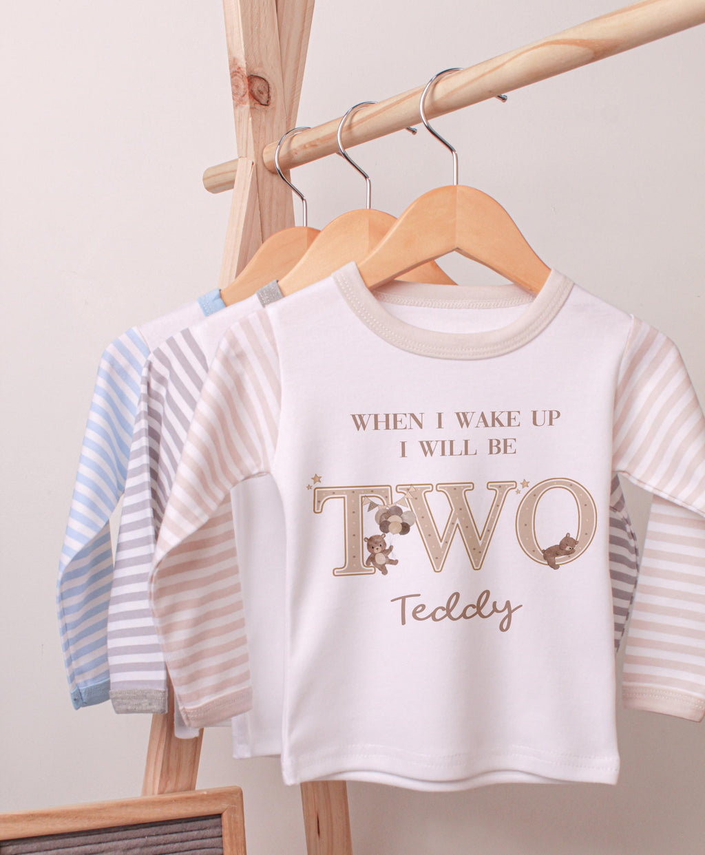 Bear Second Birthday Pyjamas Teddy Bear Custom Birthday Pjs 2nd Birthday Boy Sleepsuit Two Year Old Bear Birthday Babygro Beary 2nd Party
