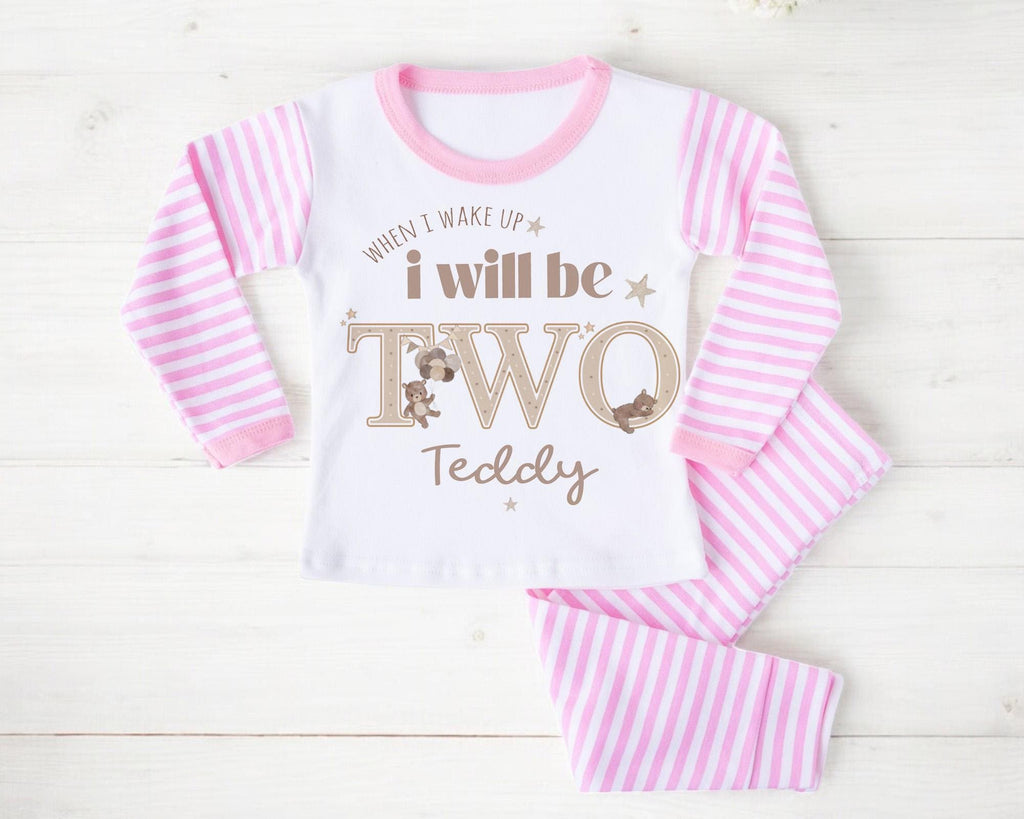 Bear Second Birthday Pyjamas Teddy Bear Custom Birthday Pjs 2nd Birthday Boy Sleepsuit Two Year Old Bear Birthday Babygro Beary 2nd Party