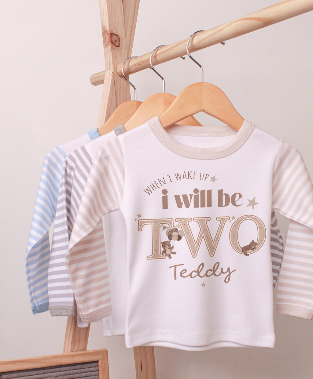 Bear Second Birthday Pyjamas Teddy Bear Custom Birthday Pjs 2nd Birthday Boy Sleepsuit Two Year Old Bear Birthday Babygro Beary 2nd Party