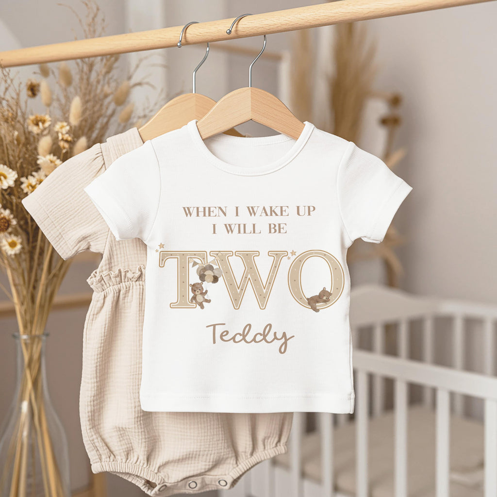 Bear Second Birthday Pyjamas Teddy Bear Custom Birthday Pjs 2nd Birthday Boy Sleepsuit Two Year Old Bear Birthday Babygro Beary 2nd Party
