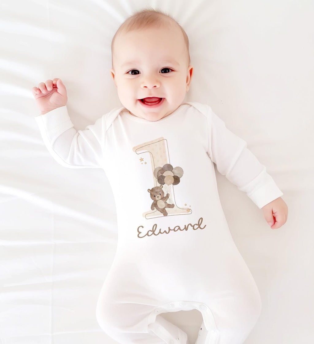 Beary First Birthday Baby Boy Toddler Teddy Bear Birthday Tshirt, 1st Bday Party Cake Smash Outfit