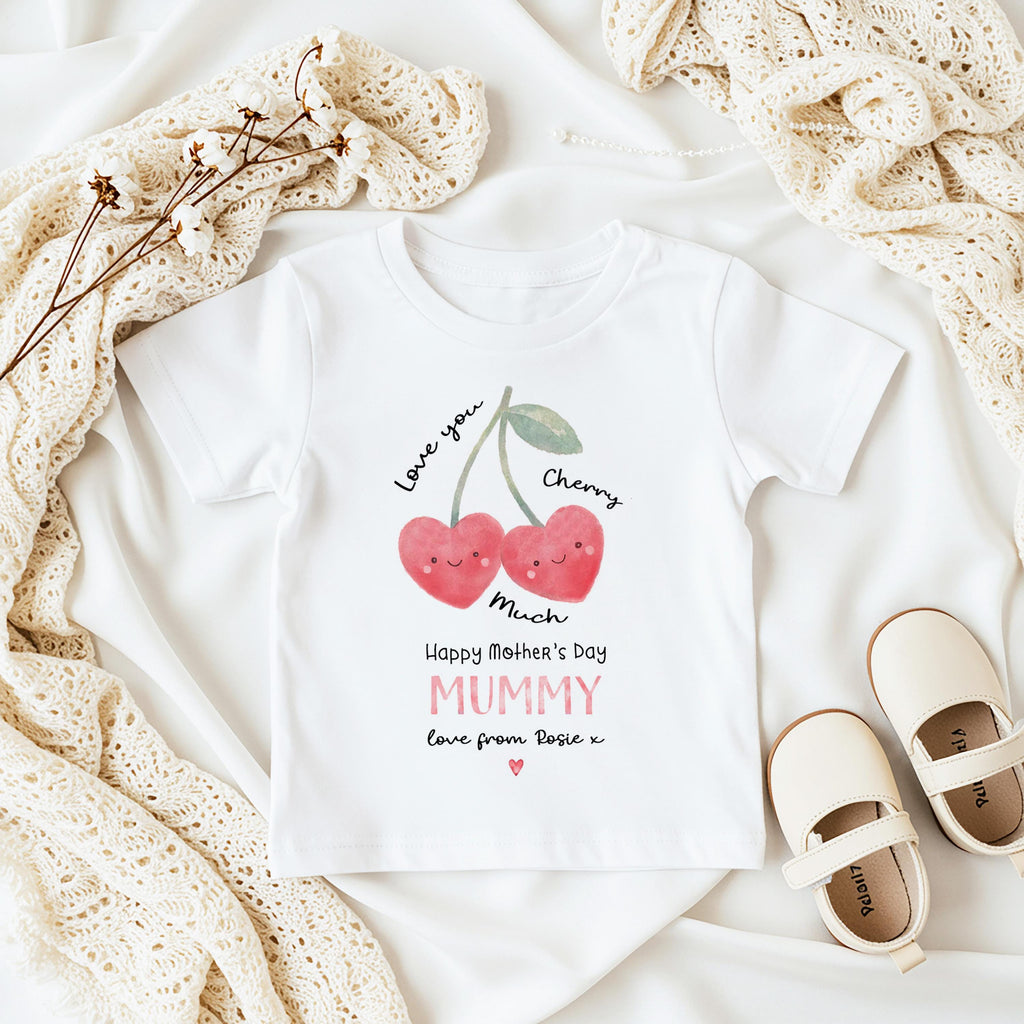 Custom Name Cherry First Mother's Day Baby Grow Outfit Baby Gift for Mum