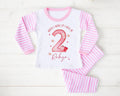 Girl's berry 2nd Birthday pyjamas, Strawberry birthday pjs Keepsake, Second Birthday baby girl pjs, when i wake up i will be Two