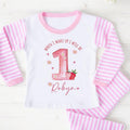 Girl's berry first Birthday pyjamas, Strawberry birthday pjs Keepsake, 1st Birthday baby girl pjs, when i wake up i will be one