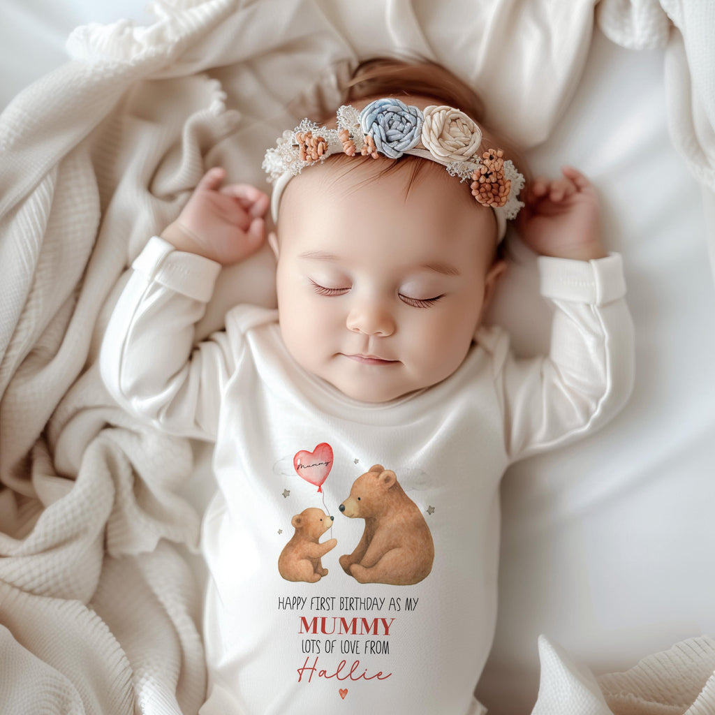 Happy 1st Birthday Mummy Babygrow: New Mum Gift Sleepsuit