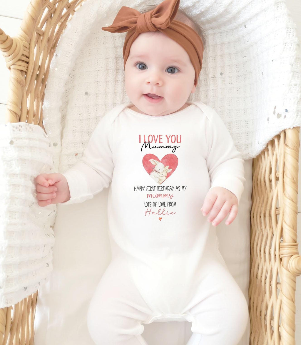 Happy 1st Birthday as My Mummy Sleepsuit, Custom Mum Bday Gift from Newborn, First Birthday as a Mummy