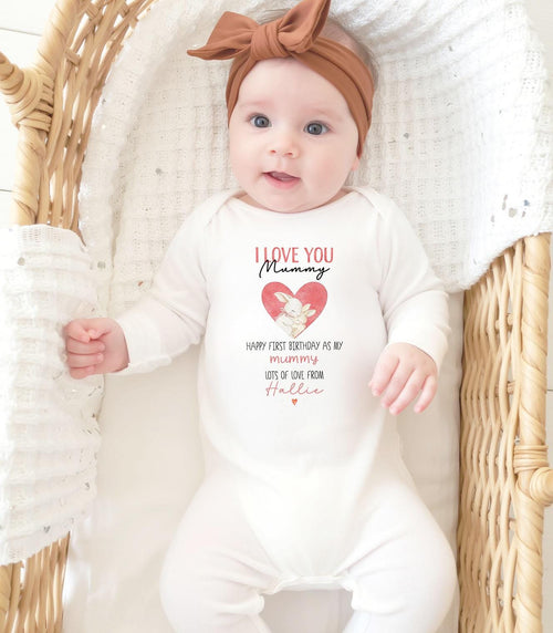 Happy 1st Birthday as My Mummy Sleepsuit, Custom Mum Bday Gift from Newborn, First Birthday as a Mummy