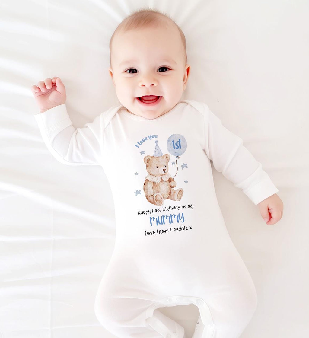 Happy 1st Birthday as My Mummy Sleepsuit, Custom Mum Bday Gift from Newborn, First Birthday as a Mummy