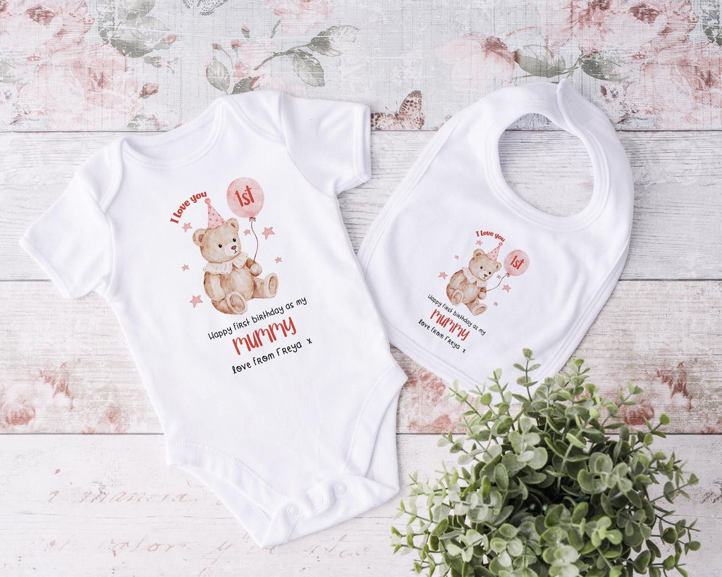Happy 1st Birthday as My Mummy Sleepsuit, Custom Mum Bday Gift from Newborn, First Birthday as a Mummy