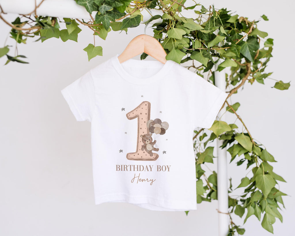 My Beary First Birthday Boy Party T-shirt Top, Personalised 1st Birthday design Tee Outfit