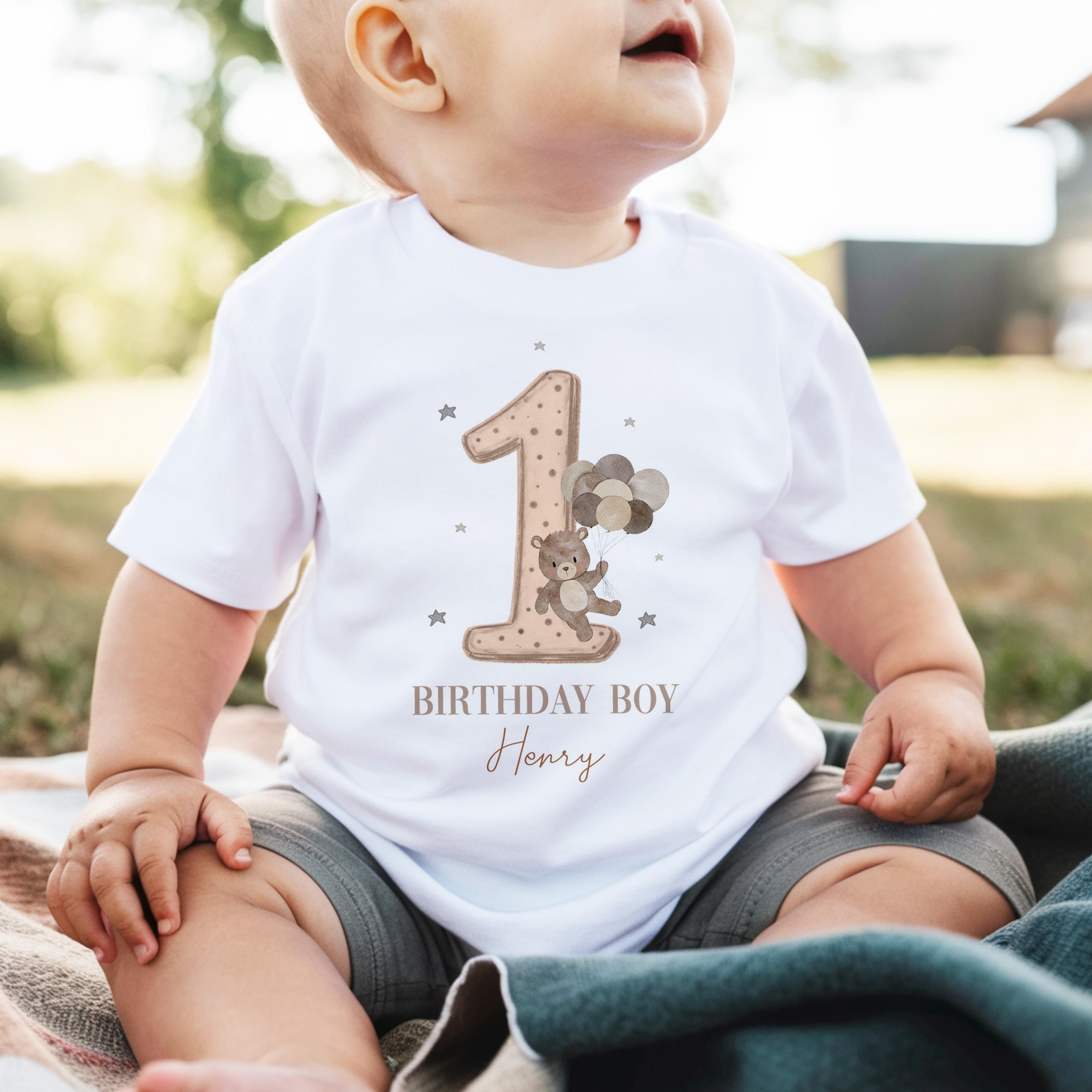 My Beary First Birthday Boy Party T-shirt Top, Personalised 1st Birthday design Tee Outfit