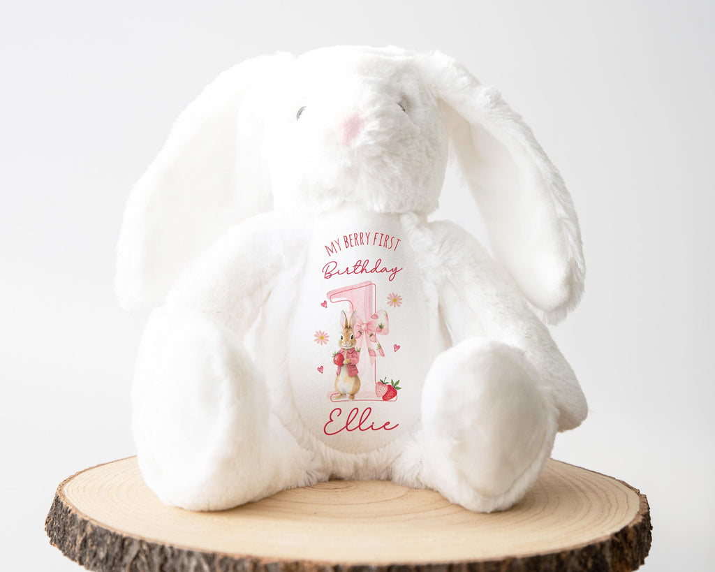 My Berry First Birthday Baby Girl Pink Strawberry Soft Toy Plush Bunny Keepsake Gift