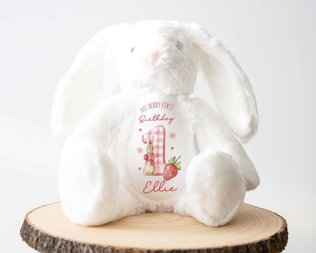 My Berry First Birthday Baby Girl Pink Strawberry Soft Toy Plush Bunny Keepsake Gift