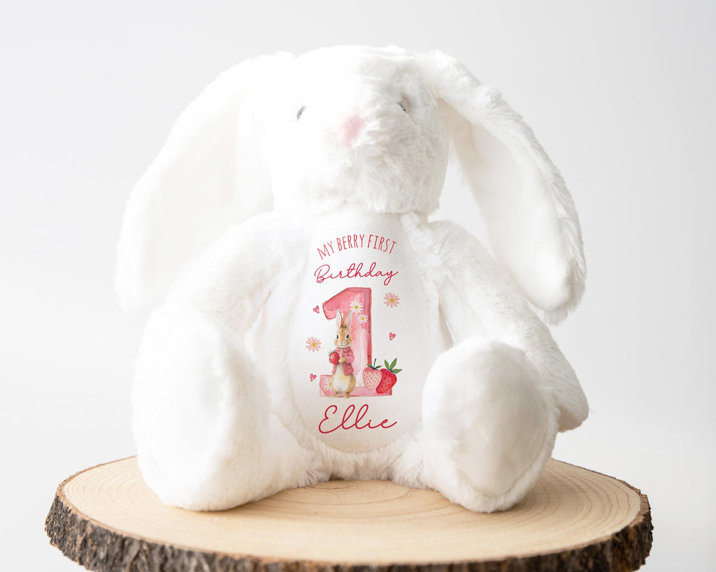 My Berry First Birthday Baby Girl Pink Strawberry Soft Toy Plush Bunny Keepsake Gift