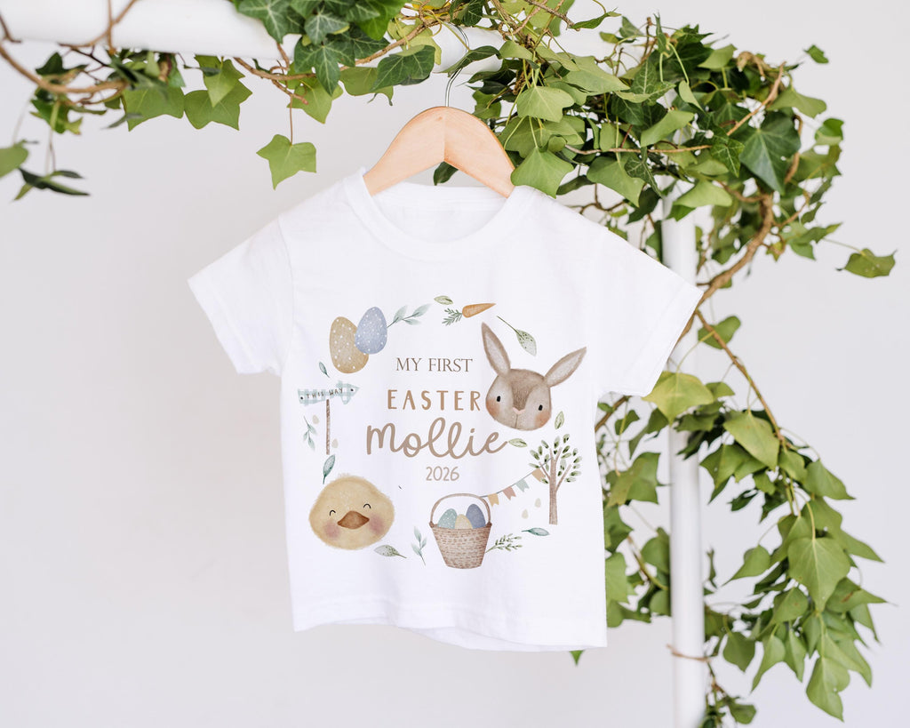 My First Easter Tshirt, Personalised Custom Bunny Hot Air Balloon 1st Easter Top Outfit