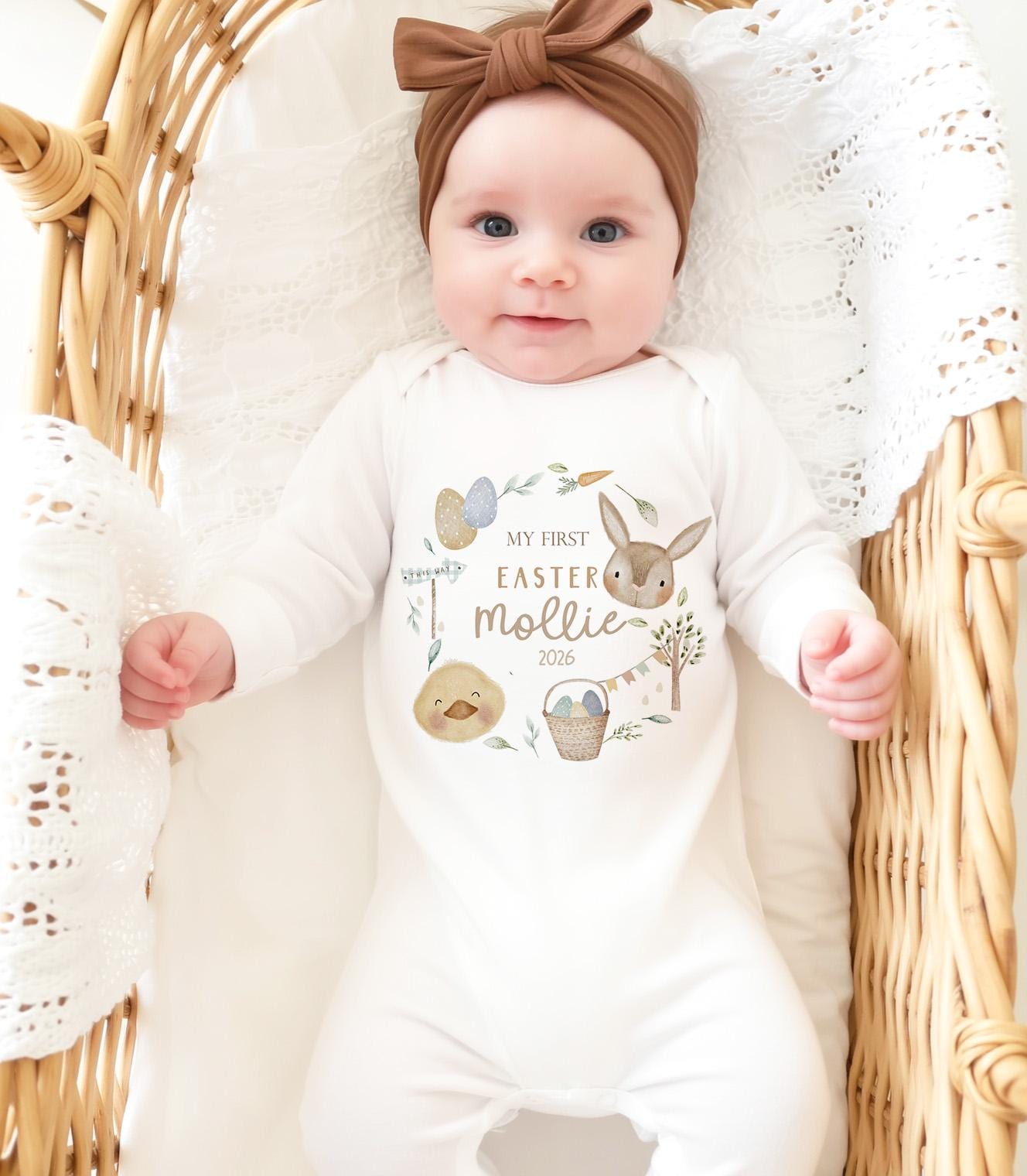 My First Easter Tshirt, Personalised Custom Bunny Hot Air Balloon 1st Easter Top Outfit
