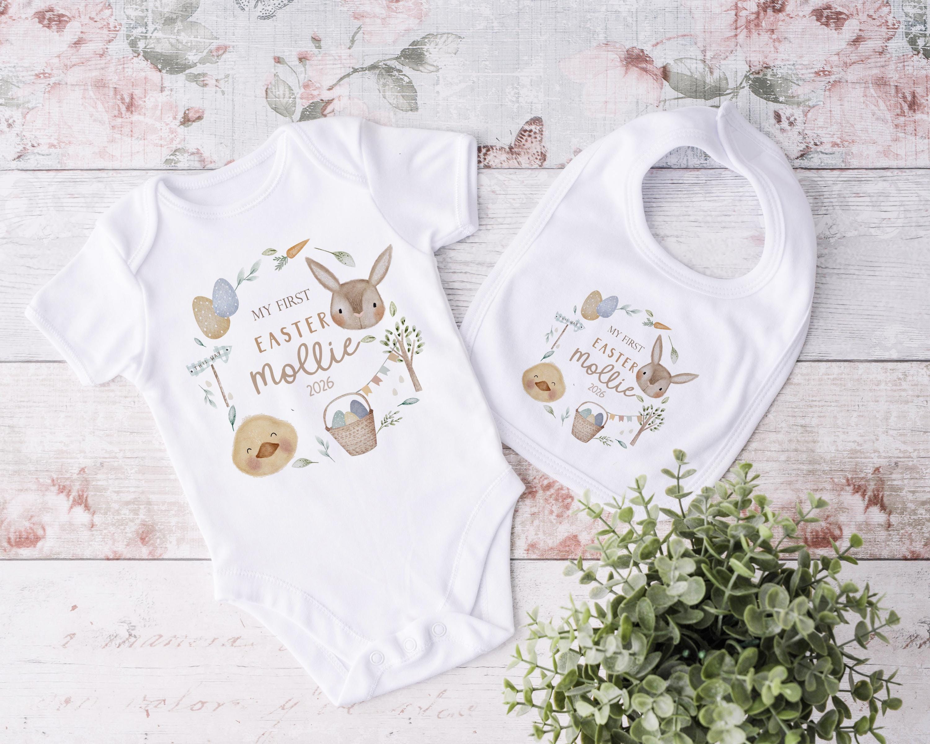 My First Easter Tshirt, Personalised Custom Bunny Hot Air Balloon 1st Easter Top Outfit