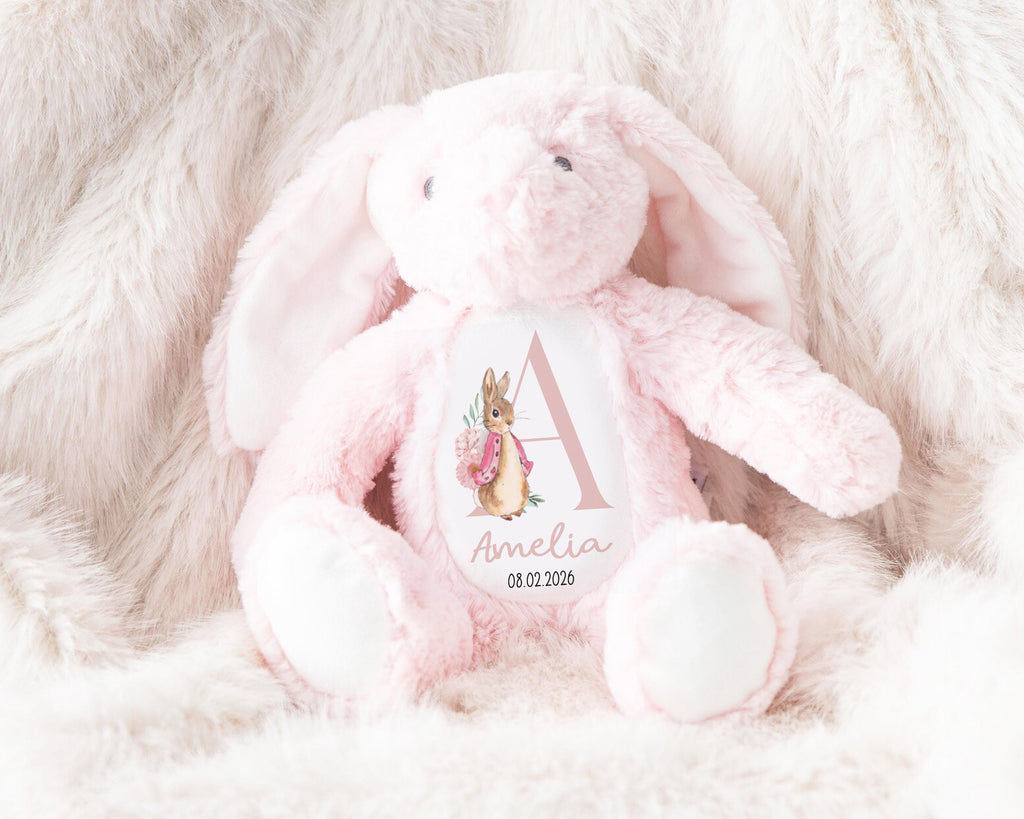 New Born Baby soft Toy Keepsake Personalised Bunny Teddy Gift,  Baby shower Christening Birthday gift