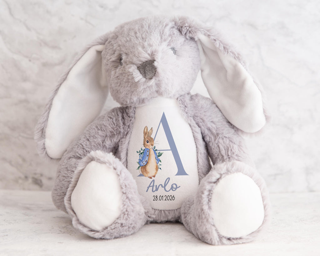 New Born Baby soft Toy Keepsake Personalised Bunny Teddy Gift,  Baby shower Christening Birthday gift