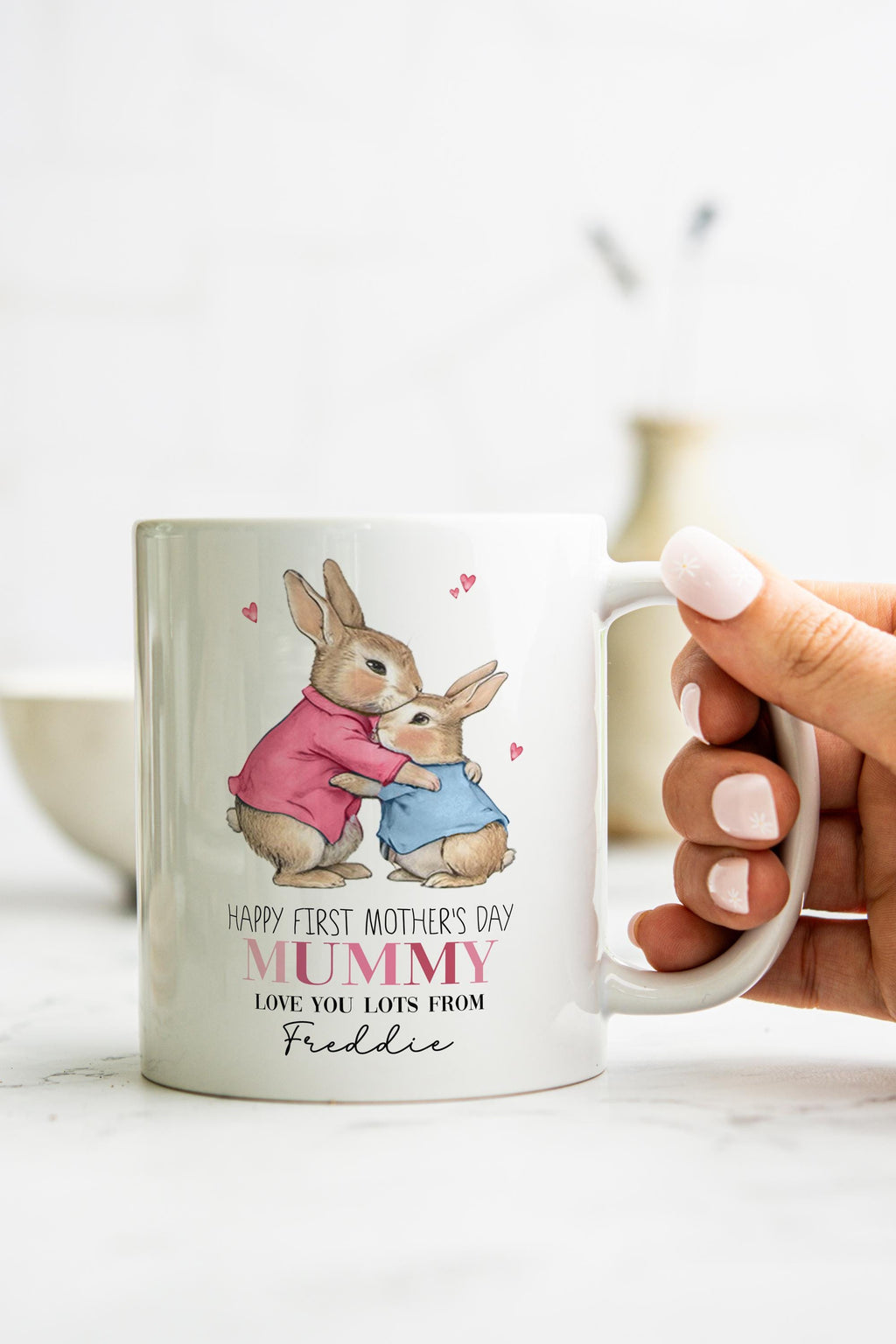 Personalised Baby Bunny Happy First Mother's Day as my Mummy Mug Gift Set For New Mums