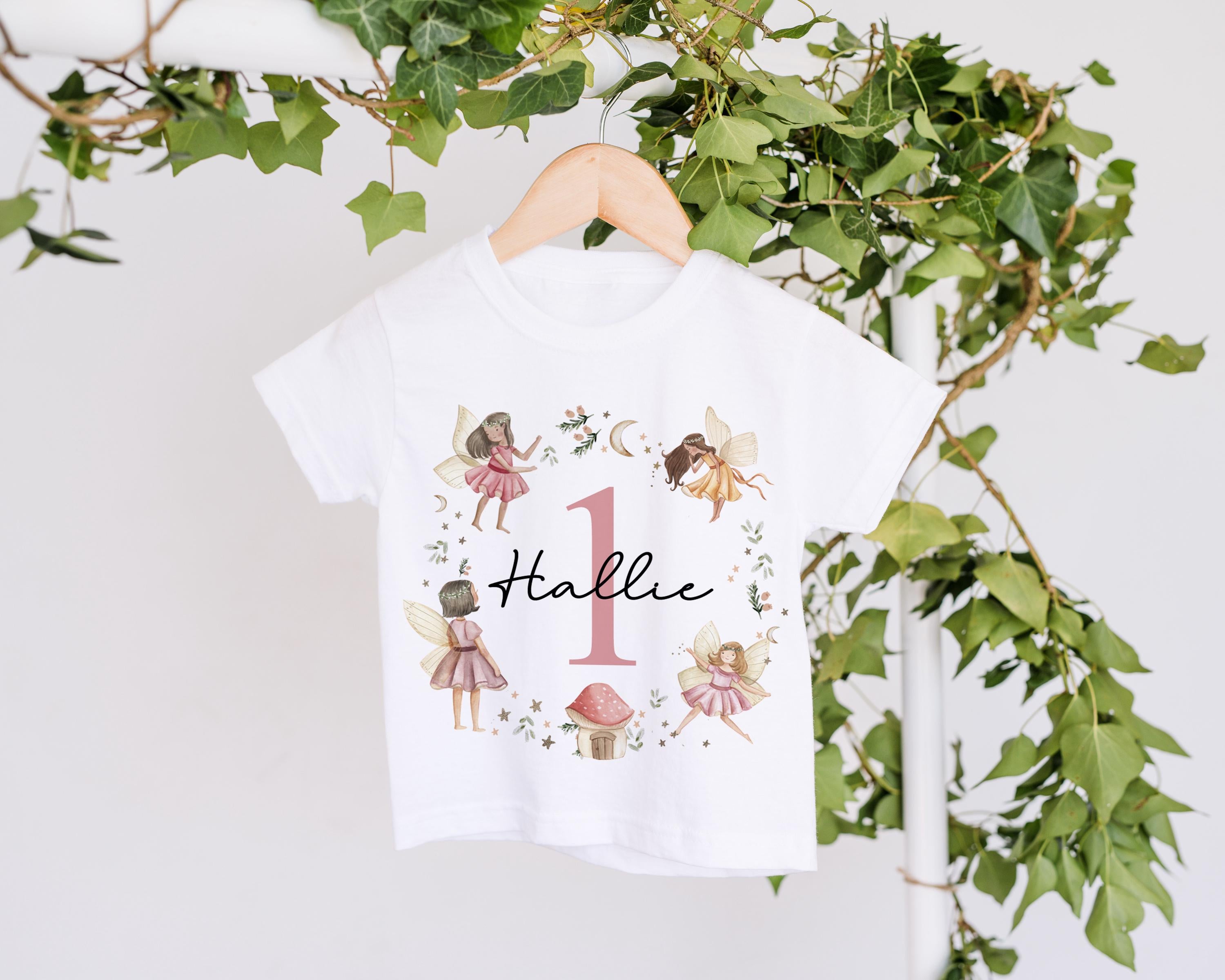 Personalised Baby Girl First Birthday Pink Fairy Tshirt, Personalized 1st bday Outfit