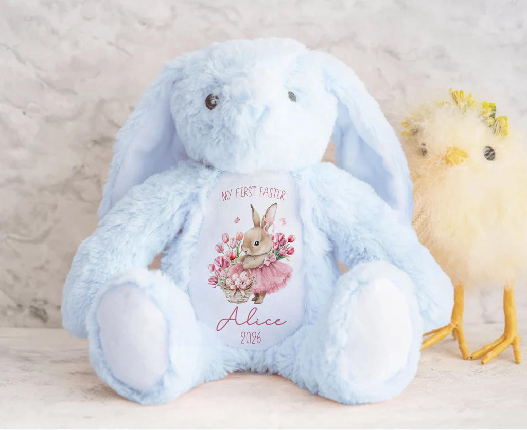 Personalised Bunny Teddy Plushie Baby's First Easter Baby Girl Kids Name Gift Present Keepsake 1st