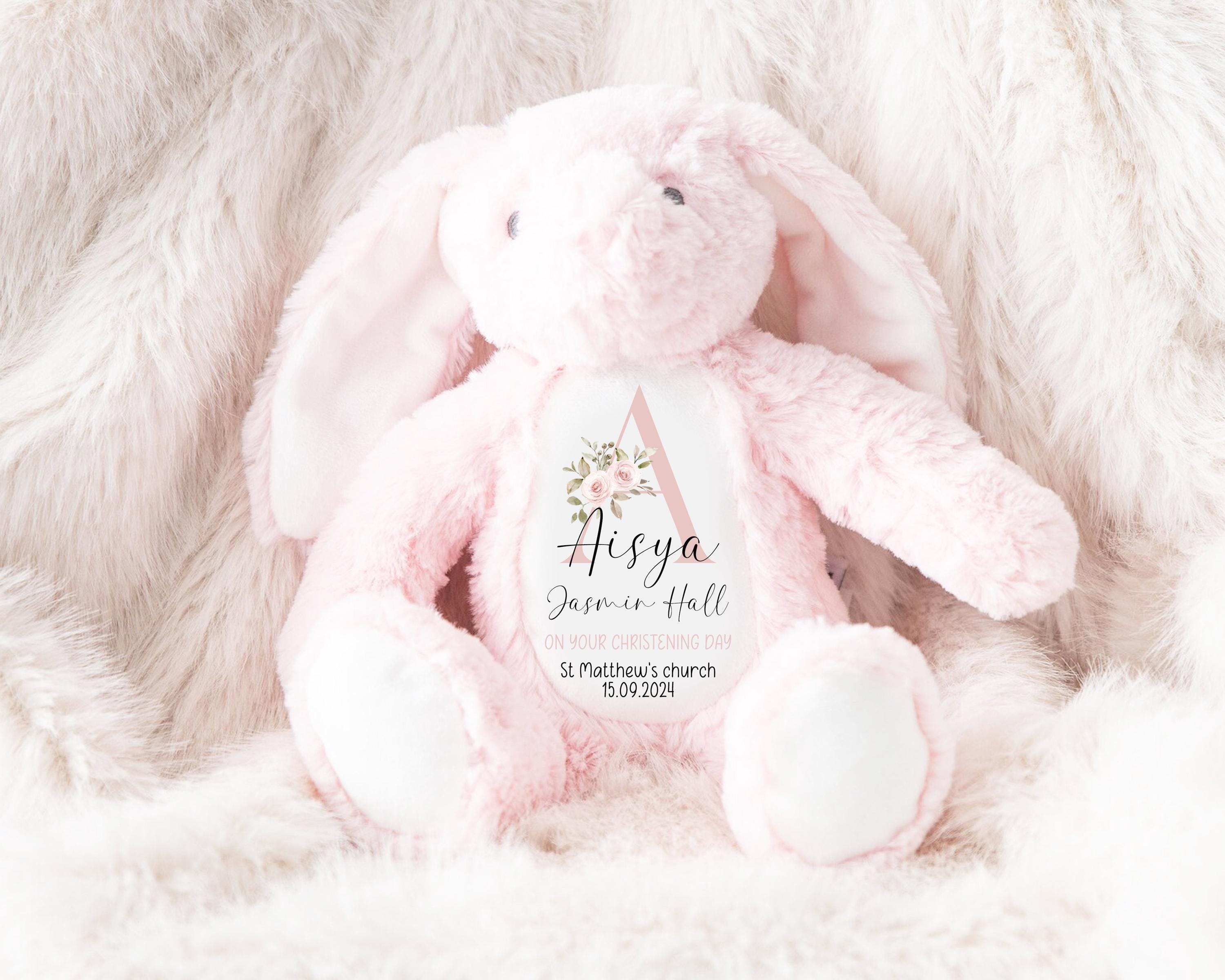 Personalised Christening Bunny, Christening Gift, Christening Keepsake, Personalised Christening Gifts, Baptism Gift, New Baby Gift