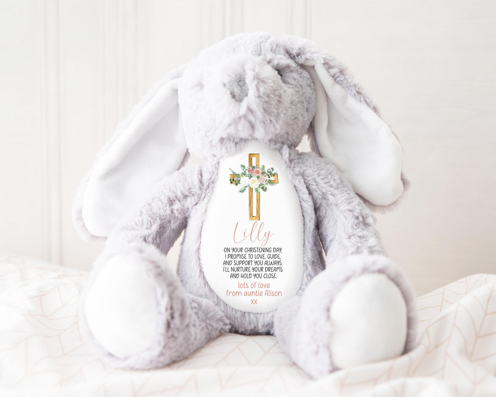 Personalised Christening Bunny, Christening Gift, Christening Keepsake, Personalised Christening Gifts, Baptism Gift, New Baby Gift