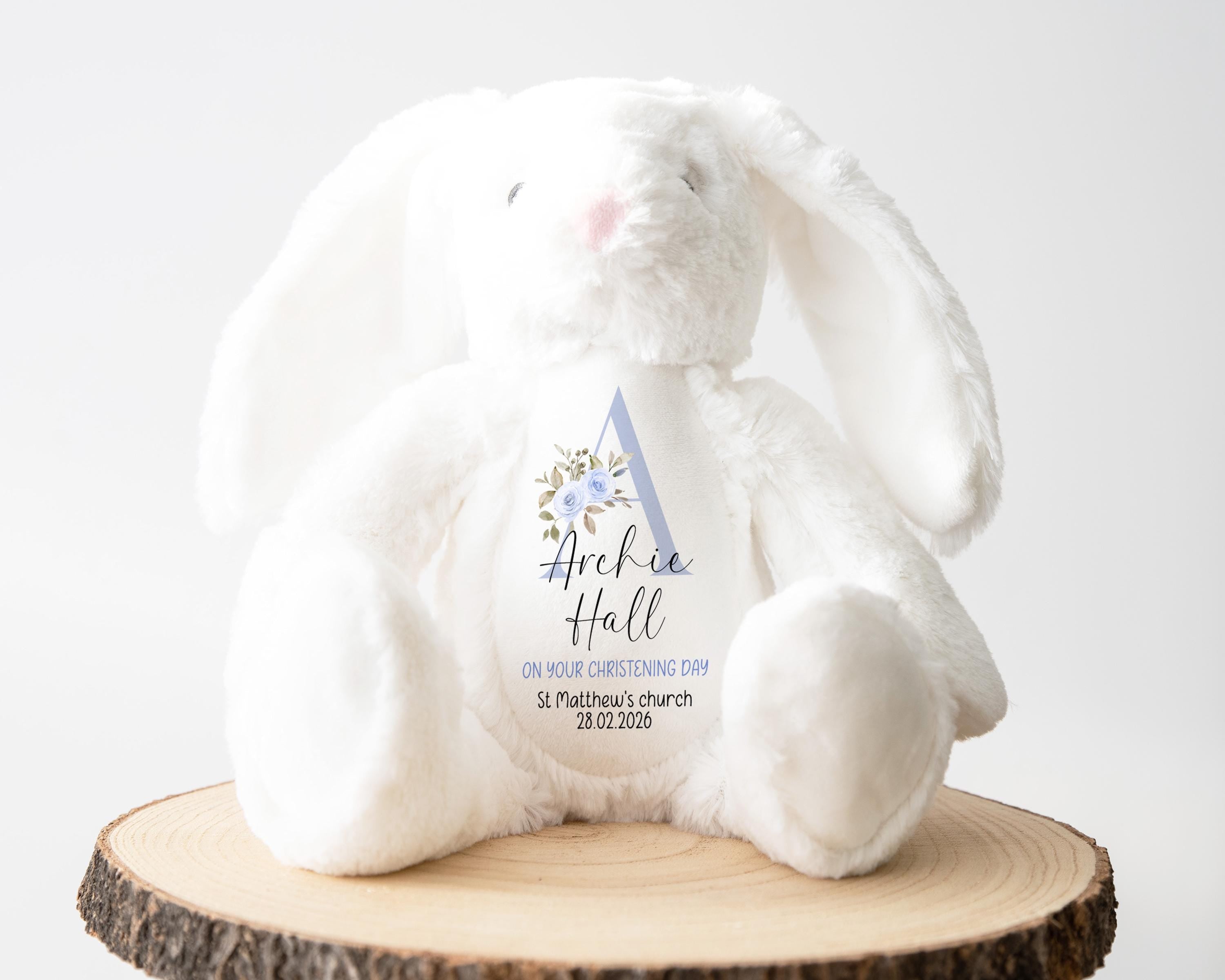 Personalised Christening Bunny, Christening Gift, Christening Keepsake, Personalised Christening Gifts, Baptism Gift, New Baby Gift