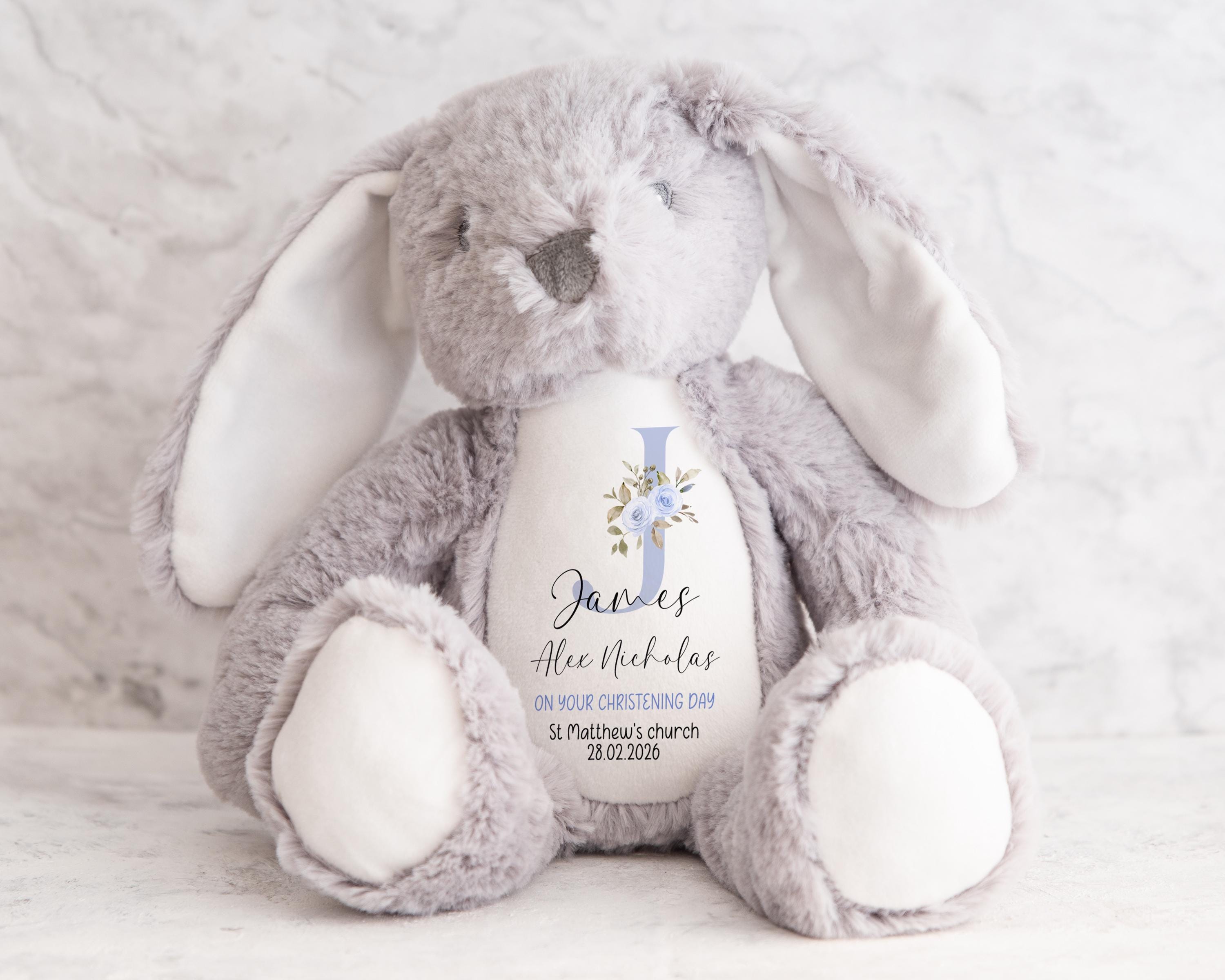 Personalised Christening Bunny, Christening Gift, Christening Keepsake, Personalised Christening Gifts, Baptism Gift, New Baby Gift