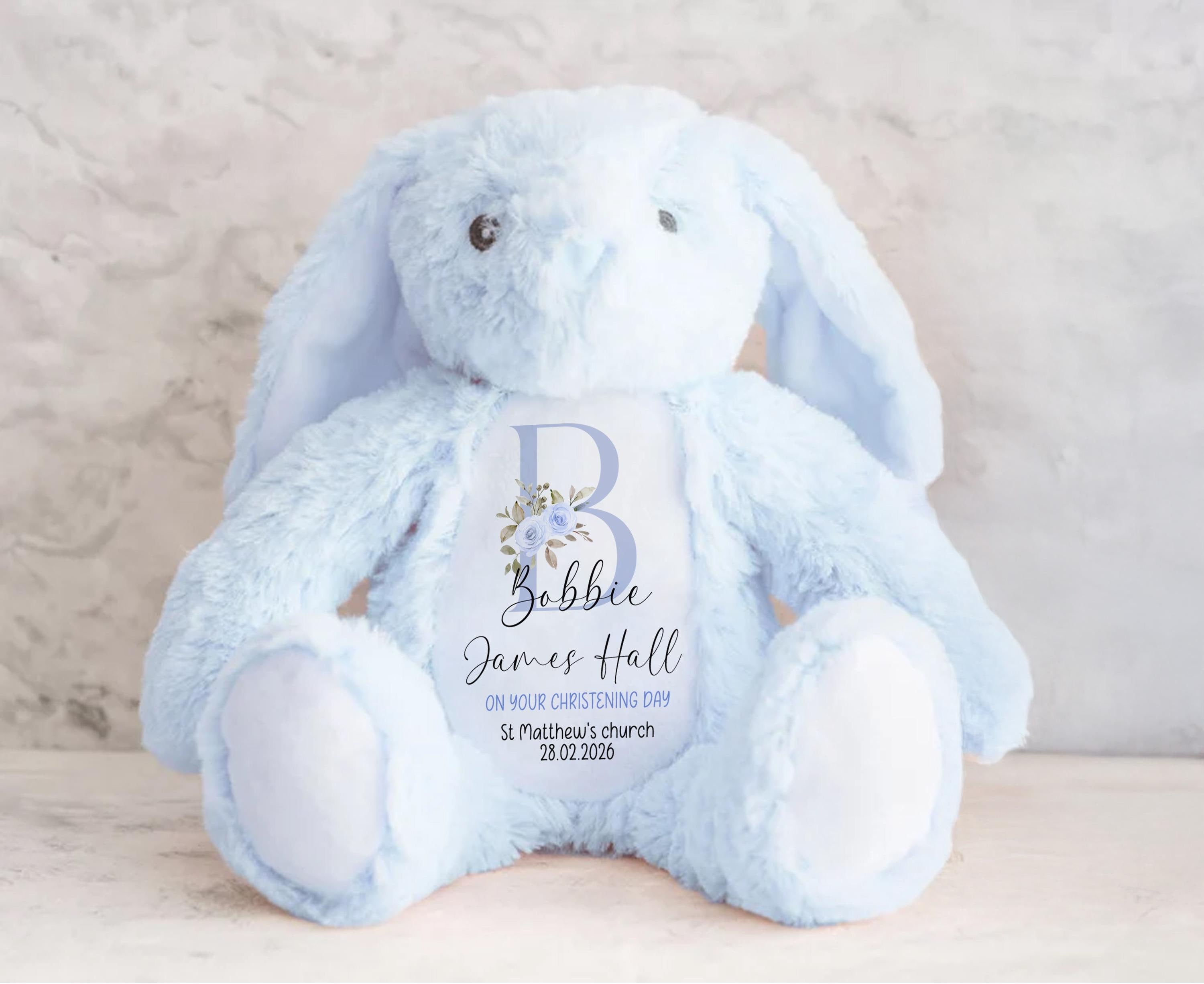 Personalised Christening Bunny, Christening Gift, Christening Keepsake, Personalised Christening Gifts, Baptism Gift, New Baby Gift