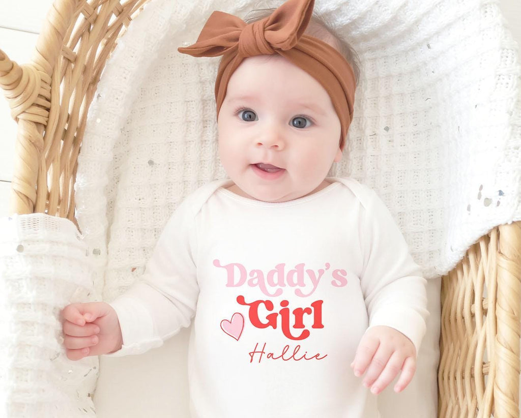 Personalised Daddy's Girl Daddy Birthday Gift Babygrow, Father's Day Gifts For New Dad, Personalized Baby Sleepsuit