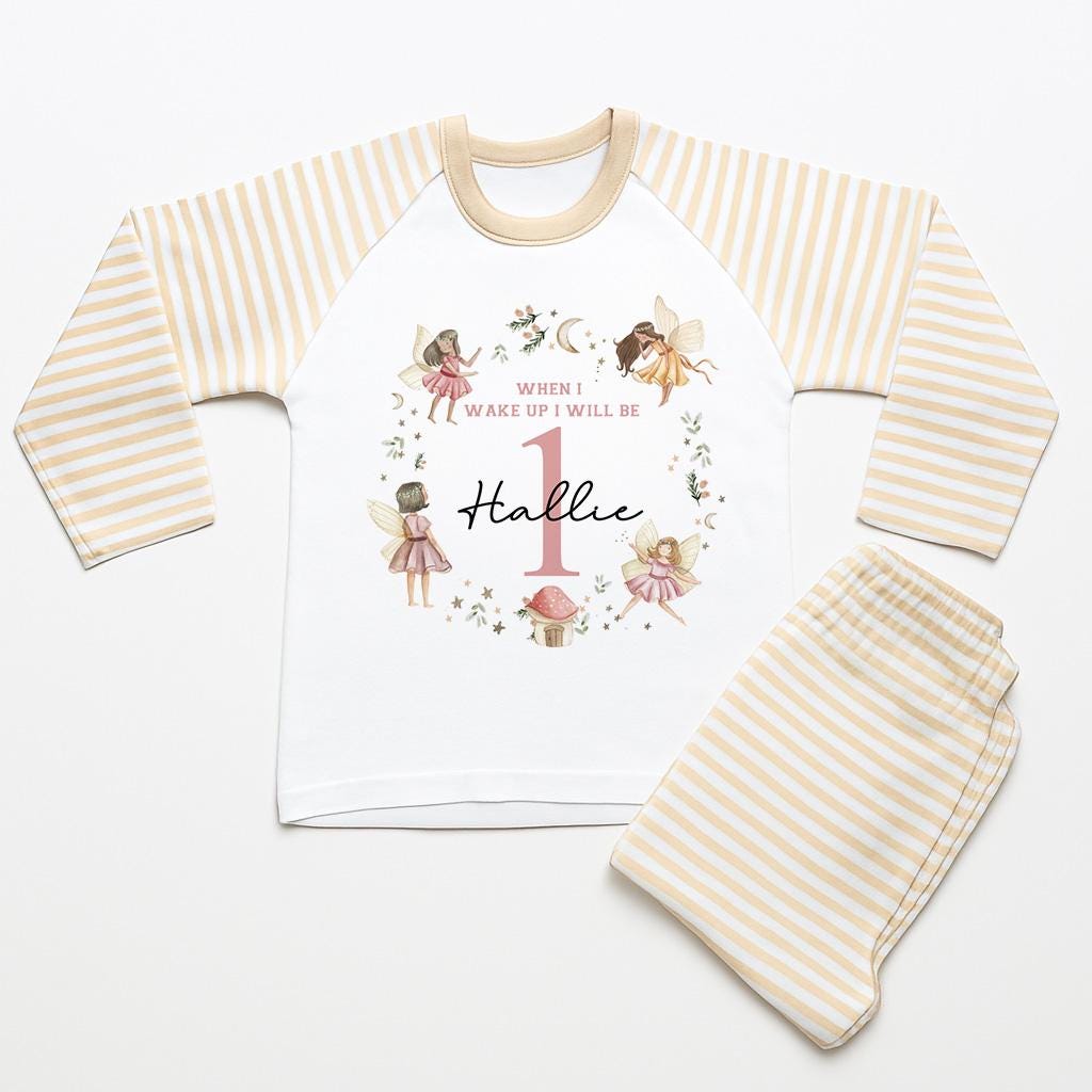 Personalised Fairy First Birthday Pyjamas, Whimsical Fairy Birthday Pyjamas, Fairy first Birthday Pyjamas, Magical Fairy 1st Birthday PJs
