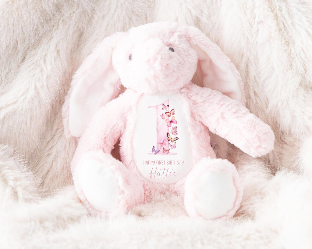 Personalised First Birthday Gift Birthday Soft Toy Keepsake, Name Bunny Grand son Grand daughter Niece Nephew 1st Birthday Gift Idea
