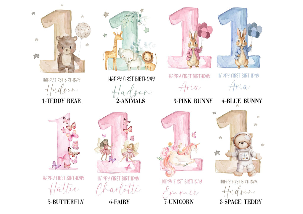 Personalised First Birthday Gift Birthday Soft Toy Keepsake, Name Bunny Grand son Grand daughter Niece Nephew 1st Birthday Gift Idea