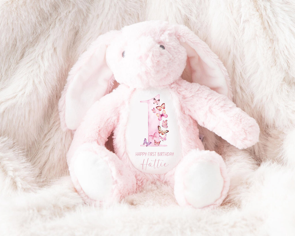 Personalised First Birthday Gift Birthday Soft Toy Keepsake, Name Bunny Grand son Grand daughter Niece Nephew 1st Birthday Gift Idea