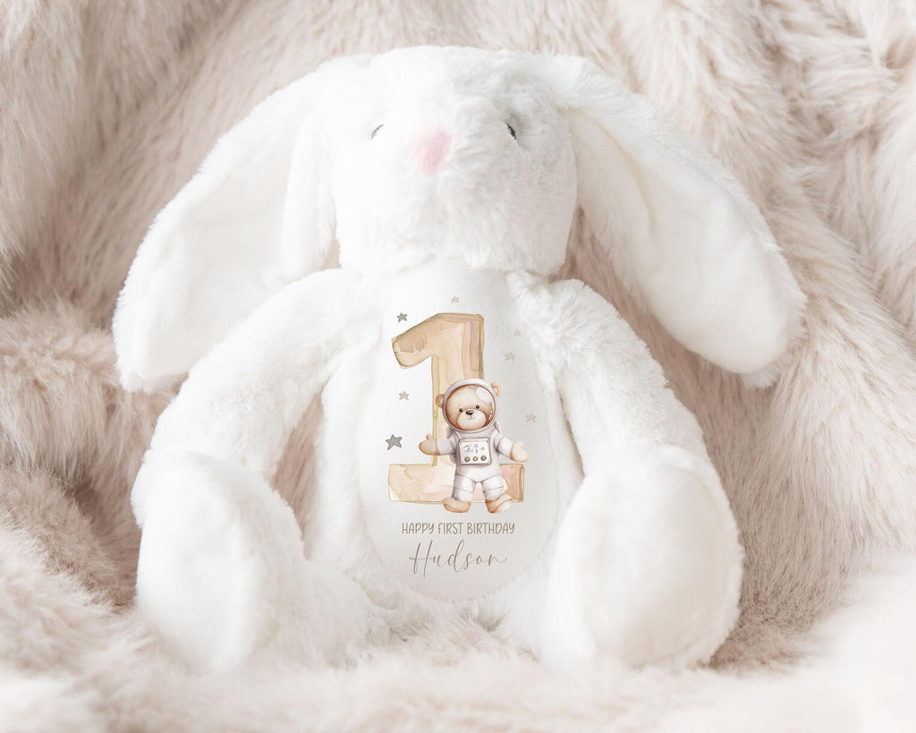 Personalised First Birthday Gift Birthday Soft Toy Keepsake, Name Bunny Grand son Grand daughter Niece Nephew 1st Birthday Gift Idea