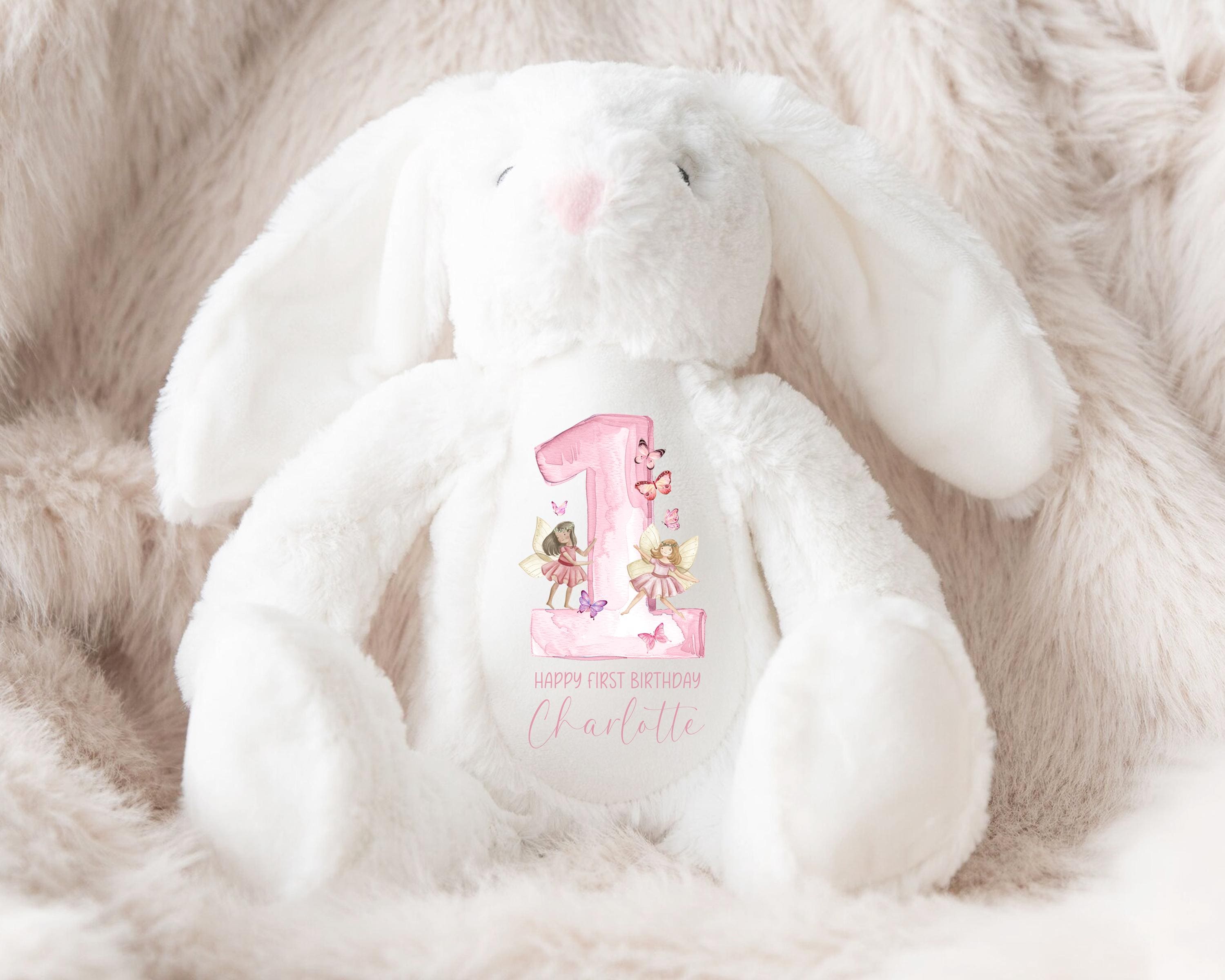 Personalised First Birthday Gift Birthday Soft Toy Keepsake, Name Bunny Grand son Grand daughter Niece Nephew 1st Birthday Gift Idea
