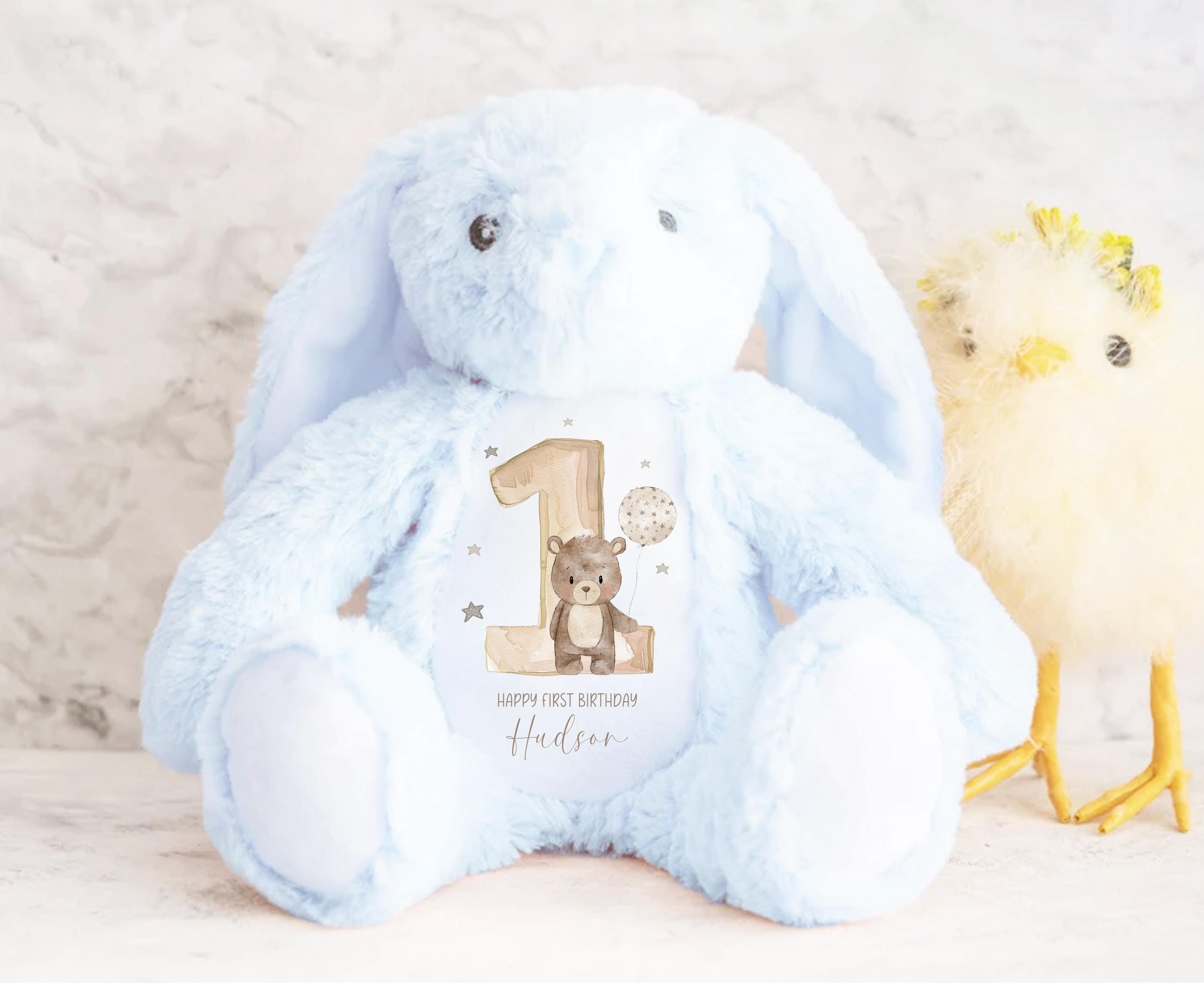 Personalised First Birthday Gift Birthday Soft Toy Keepsake, Name Bunny Grand son Grand daughter Niece Nephew 1st Birthday Gift Idea