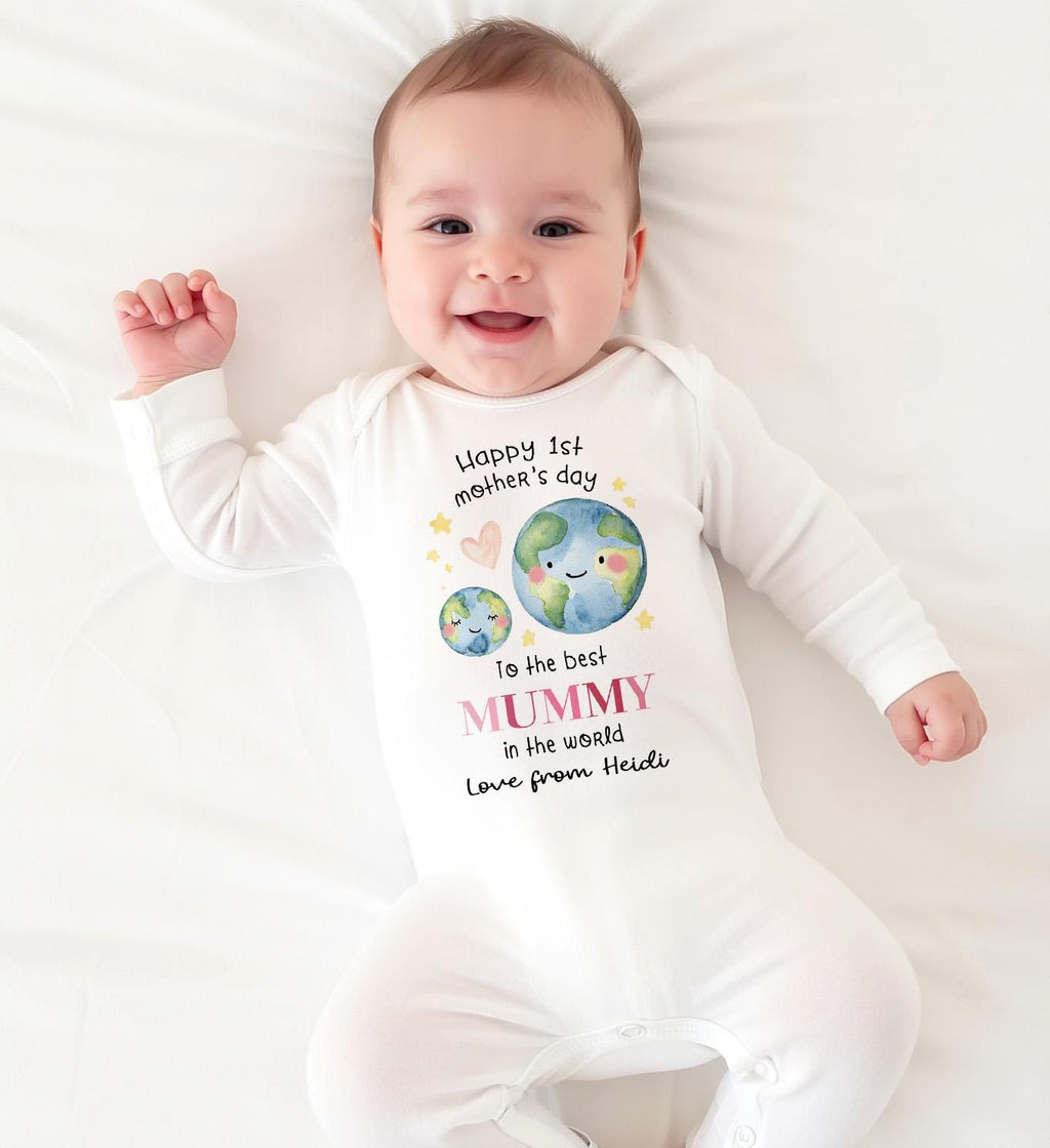 Personalised First Mother's Day Gift, Our 1st Mother's Day Sleepsuit, Babies Mother's Day Outfit