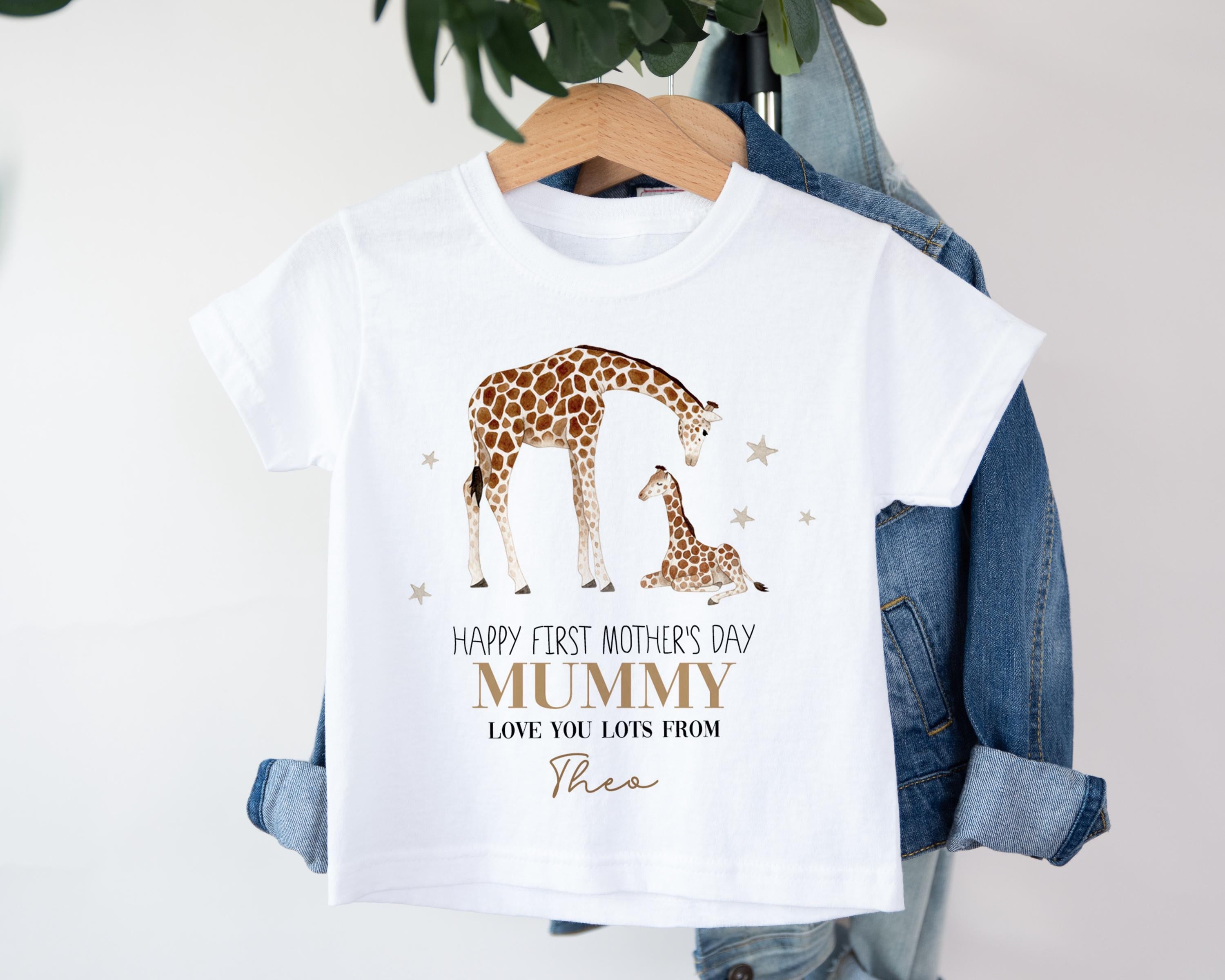 Personalised First Mother's Day Gift, Our 1st Mother's Day Top, Babies Giraffe Mother's Day Outfit